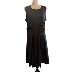 Tanner Sleeveless Black Ruched Waist Midi Dress Size 14